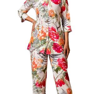 Floral Coord Set For Women - With Tag Size Xl