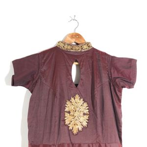 Gown 3set Maroon Embroided (Women’s)