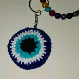 Evil Eye Crochet Keychain