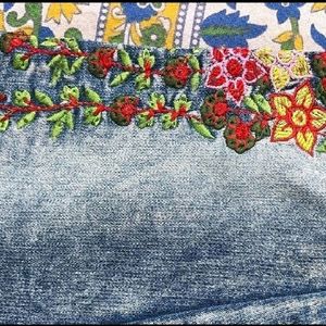 Skinny Girl's Jeans, Denim with Hand Embroidry