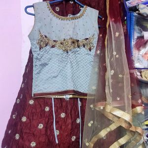 Maroon Embroidery Lanhga