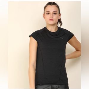 PUMAWomen Self Design Round Neck Black, Grey T-Shi