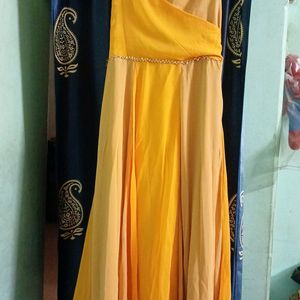 Yellow Georgette Long Dress