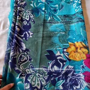 Blue Flower Print Saree