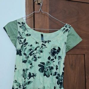 Pista Green Floral Dress