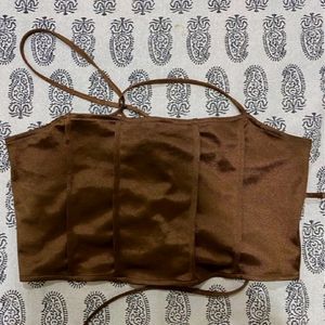 H&M brown Satin top