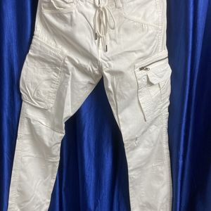 Men White Cargo Pant