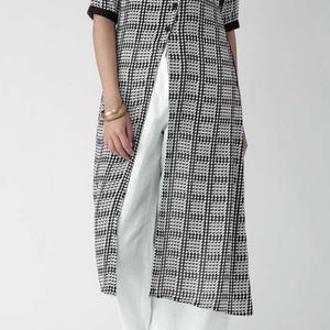 Gerua Daily Wear Black & White Indo-West Kurta