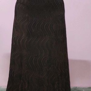 Embroidered Brown Midi Skirt