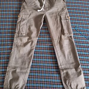 Unisex Grey Cargo Pant, Four Pockets 12-14year Kid