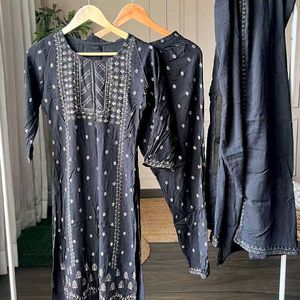 Pretty Black 🖤 Kurta , Pant , Dupatta Set