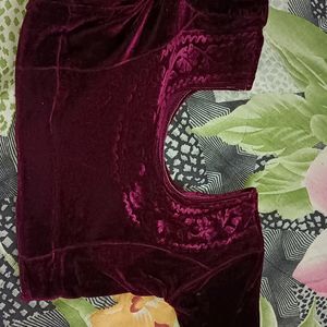 Dark Rose Colour Velvet Kurti