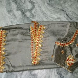 Grey Work Saree