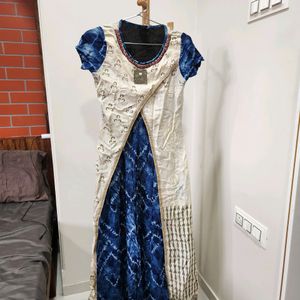 Cream & Indigo Indo Western Gown