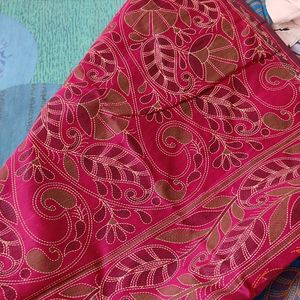 Katha Stitch Print Saree