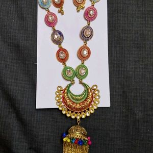 Traditional Multicolor Necklace With Earrings