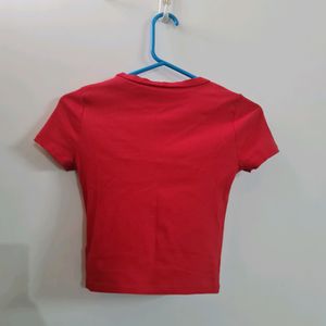 Divided women red top