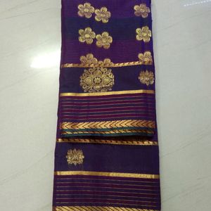 Purple Polysilk Saree