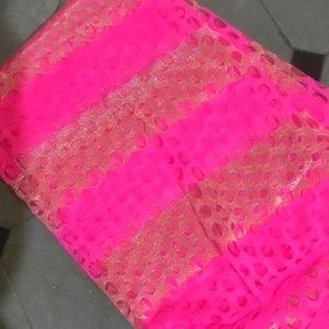 baby pink colour net saree