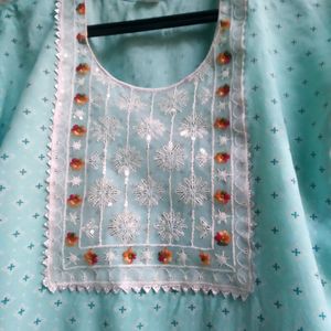 Sky Blue Kurti Set With Plazo