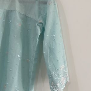 Sky Blue Chikan Top