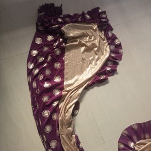 Ready To Wear Saree Wine & Golden