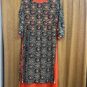 Black Printed Layered Kurti