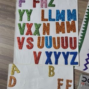 Alphabet Stickers, Feather ,crayons And Erasers