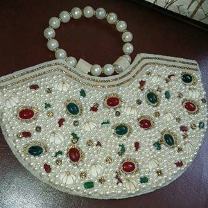 Party Wear Pearls And Daimond Work Clutch Its