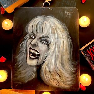 Vintage Gothic Vampire Painting On Wooden Board🧛