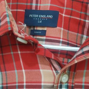 Red Color Peter England Check Shirt