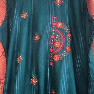 Embroidery work Deep Green Kurti