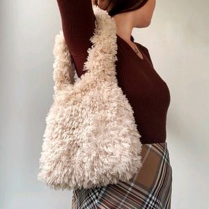 Faux Soft Fur Cream Beige Tote