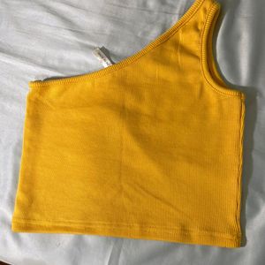 Mustard Yellow One Shoulder Tank Top