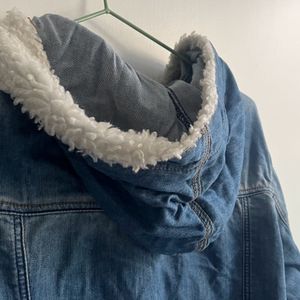 Denim Jacket With Shearling And Hoodie