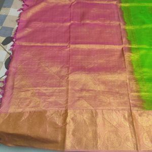 Green And Pink Pure Kanchipuram Silk Saree