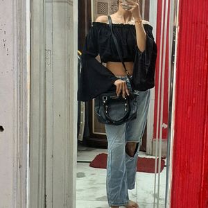 Combo Of 3 Set Purse, Jeans And Crop Top