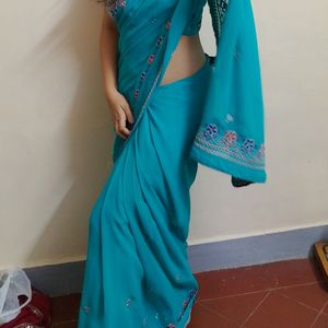 heavy border work saree