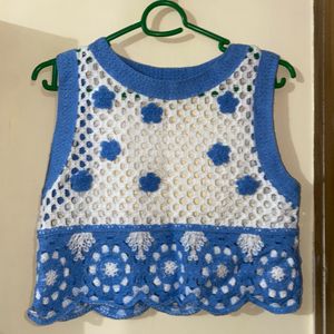 Crochet Top Blue Flower