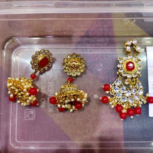 Kundan Necklace Heavy, Peora Gold Toned & Red Kundan Embellished Jewellery Set