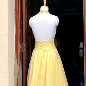 Yellow Halter Neck Hollywood Gown