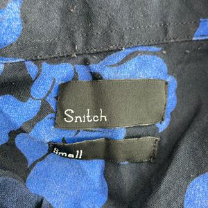 Snitch Blue With Black Printed Shirt