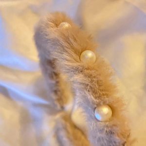 Beaded Pearl Aesthetic Fur Headband belt