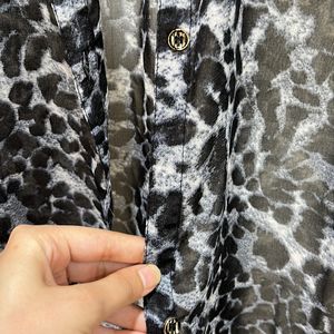 MAYRA- Black Animal Print Sheer Shirt