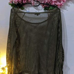 Olive Green Net Top