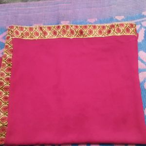 Pink Saree With Golden Border Design