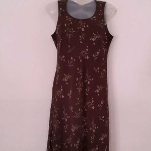 Vintage 90s brown floral midi dress