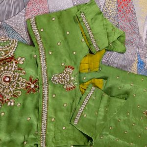 Green Sari With Blouse