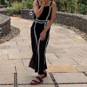 Black Jumpsuit With Slit Flare Legs