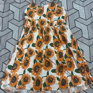 Sunflower Dress With Criss Cross Back